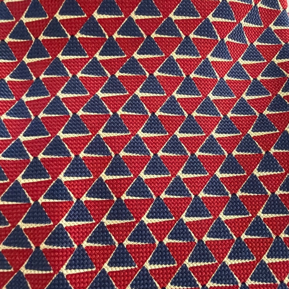 Abercrombie & Fitch Vintage Red Navy Geometric Silk Tie Hand Made USA Mens